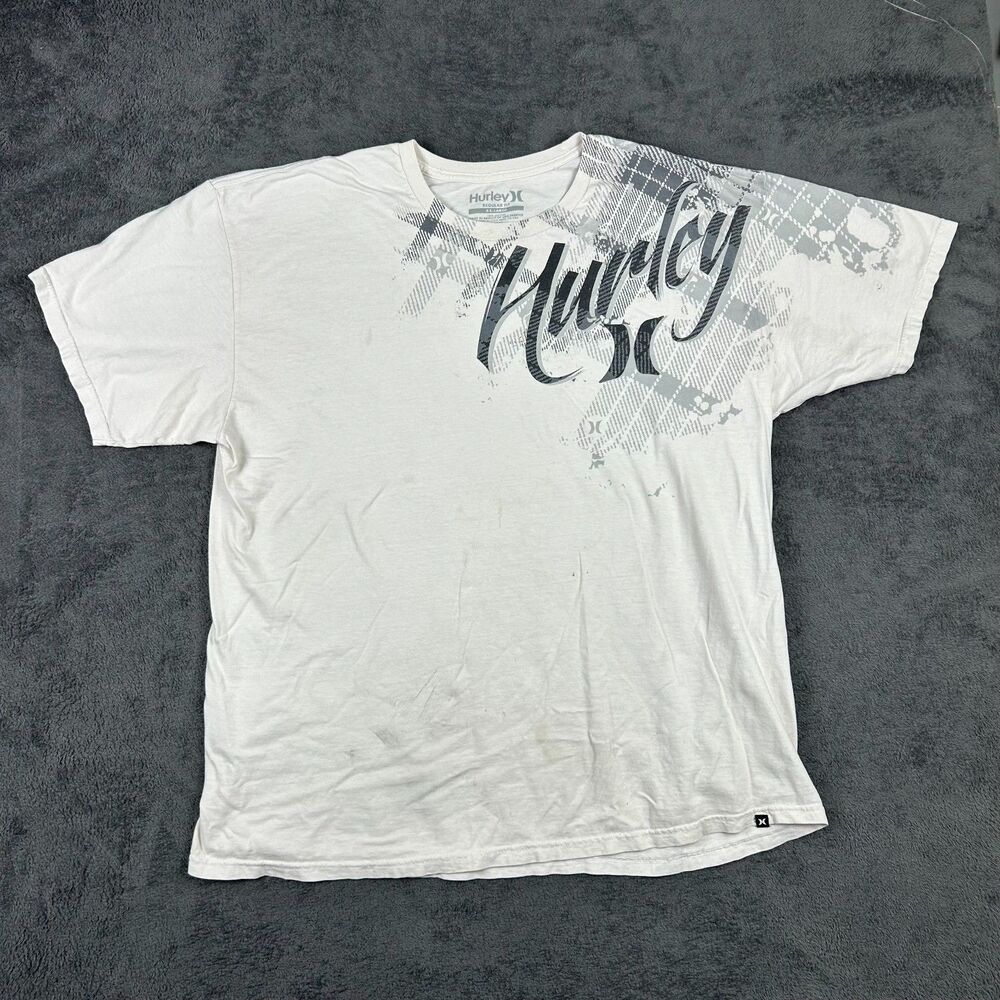 Vintage Y2K Hurley T-Shirt Men’s XXL Logo Tee Skater Grunge Distressed Rare